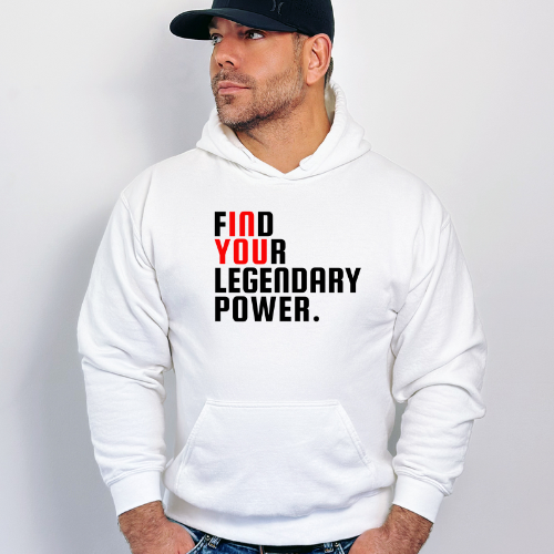 Find Your Legendary Power(In You) With Blk & Red Logo Hoodie