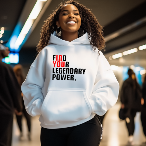 Find Your Legendary Power(In You) With Blk & Red Logo Hoodie