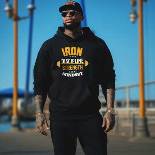 Iron Discipline Strength Mindset Black Hoodie