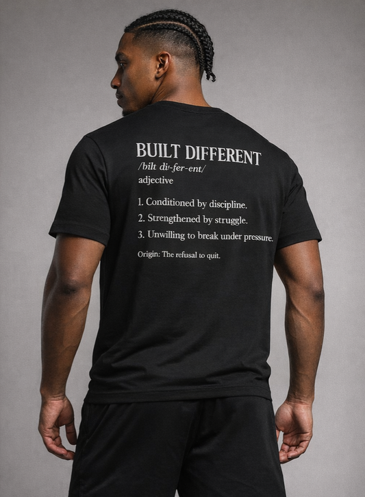 Built Different Tee — Motivational Definition Back-Print