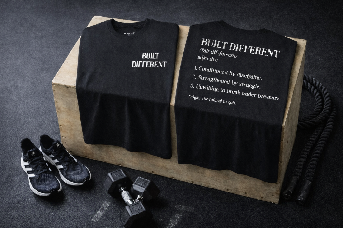 Built Different Tee — Motivational Definition Back-Print