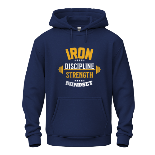Iron Discipline Strength Mindset Navy Blue Hoodie