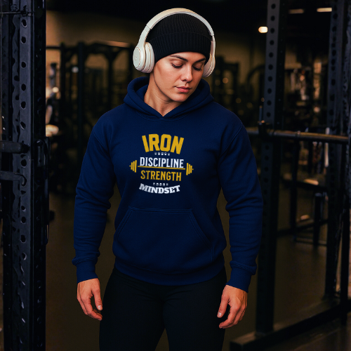 Iron Discipline Strength Mindset Navy Blue Hoodie