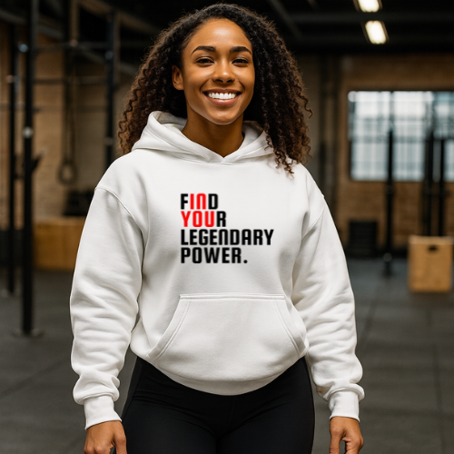 Find Your Legendary Power(In You) With Blk & Red Logo Hoodie
