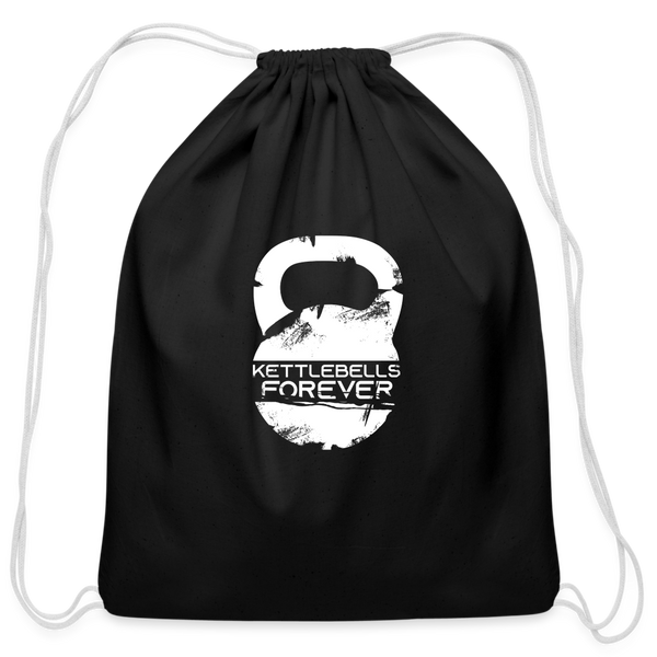 Black and White Kettlebells Forever Draw String Bag - black