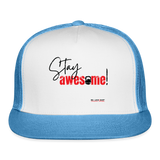 Stay Awesome Flex Truker Baseball Cap - white/blue