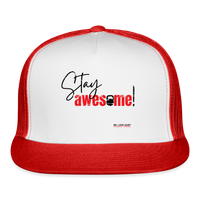 Stay Awesome Flex Truker Baseball Cap - white/red