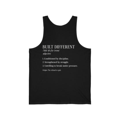 "Built Different" Definition Fitness Tank