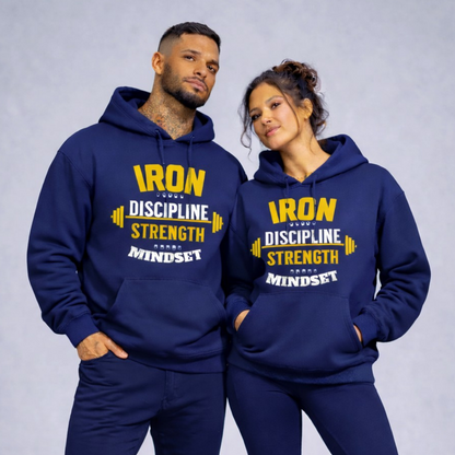 Iron Discipline Strength Mindset Navy Blue Hoodie