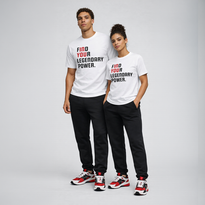Find Your Legendary Power (In You) WhiteTee - Be•Legendary Athletic Apparel