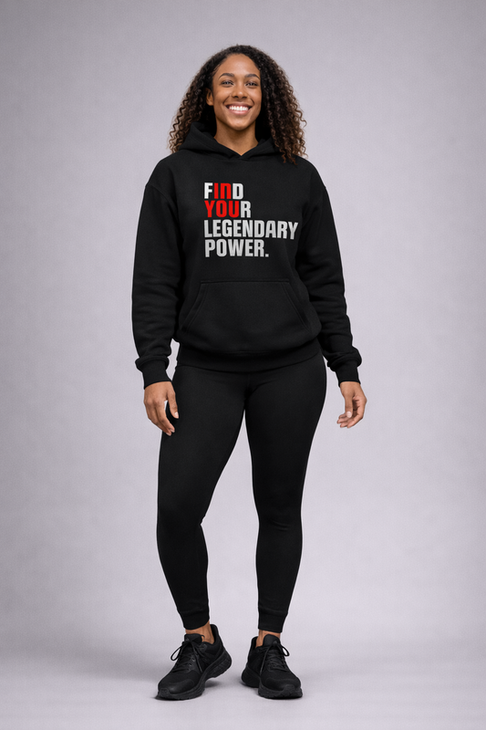 Find Your Legendary Power (In You) White & Red Logo Heavy Unisex Hoodie