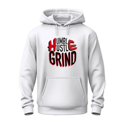 Humble Hustle Grind White Hoodie - Be•Legendary Athletic Apparel