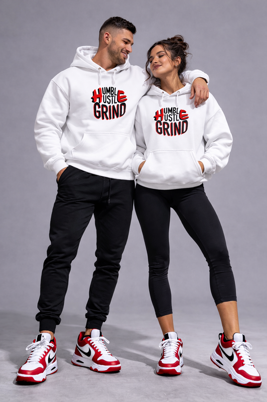 Humble Hustle Grind White Hoodie
