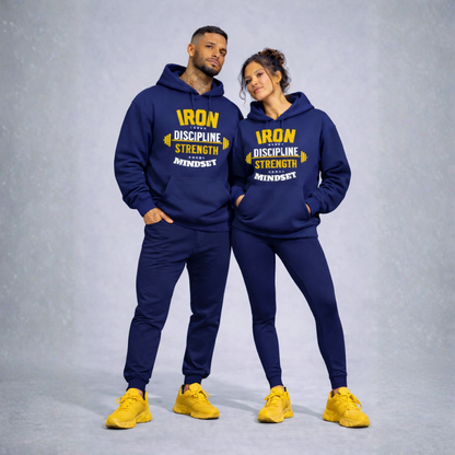 Iron Discipline Strength Mindset Navy Blue Hoodie - Be•Legendary Athletic Apparel
