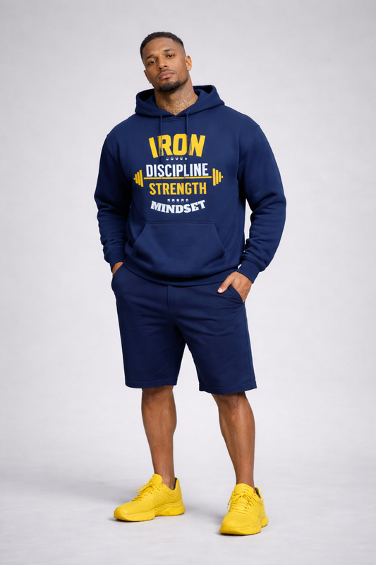 Iron Discipline Strength Mindset Navy Blue Hoodie