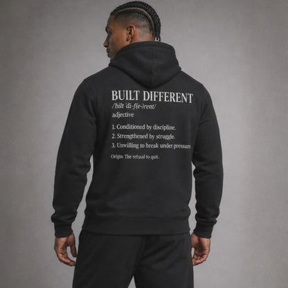 Built Different Hoodie — Motivational Definition Back Print Sweatshirt