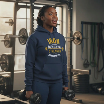 Iron Discipline Strength Mindset Navy Blue Hoodie
