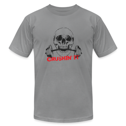Crushin IT Skull and barbell Tee - slate