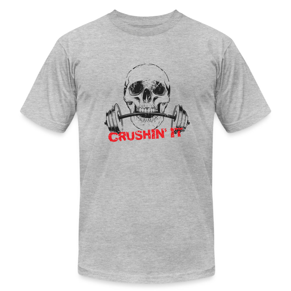Crushin IT Skull and barbell Tee - heather gray