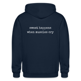 Sweat Happens When Muscles Cry Zip Up Hoodie - navy